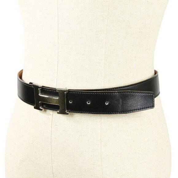 HERMES Black Leather Belt - Picture 3 of 10